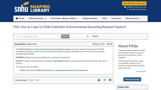 FAQ: How do I login to FASB Codification & Governmental Accounting ...