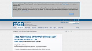 Codification Access Views/User Configurations/Pricing - FASB