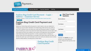 Fashion Bug Credit Card Payment - Login - Address - Customer Service
