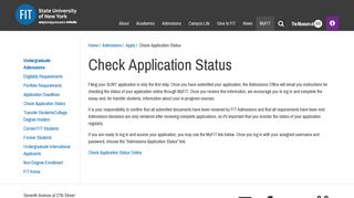 Check Application Status | Fashion Institute of Technology