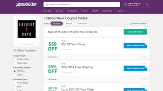 40% Off Fashion Nova Coupon, Promo Codes - RetailMeNot