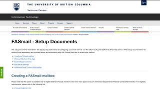 FASmail - Setup Documents | UBC Information Technology