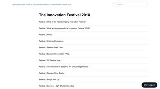 The Innovation Festival 2018 – Fast Company Help Center
