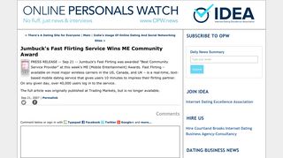 Jumbuck's Fast Flirting Service Wins ME Community Award - Online ...
