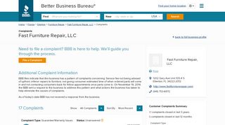 Fast Furniture Repair, LLC | Complaints | Better Business Bureau ...