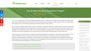 3 Ways to Reset Facebook Login Password If Forgot - iSeePassword
