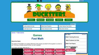 Fast Math Game - Ducksters