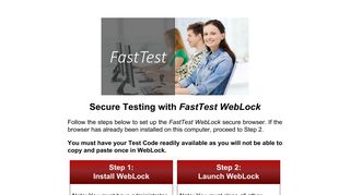 Secure Testing with FastTest WebLock - Login to FastTest
