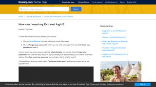How can I reset my Extranet login? – Partner Help – Booking.com