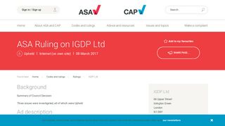 IGDP Ltd - ASA | CAP - Advertising Standards Authority