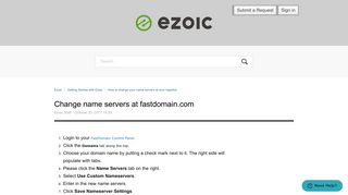 Change name servers at fastdomain.com – Ezoic