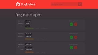 fastgsm.com passwords - BugMeNot