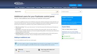 Additional users for your Fasthosts control panel