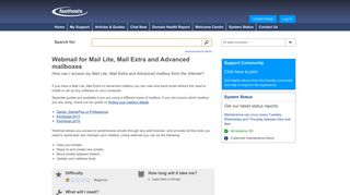 Webmail for Mail Lite, Mail Extra and Advanced mailboxes