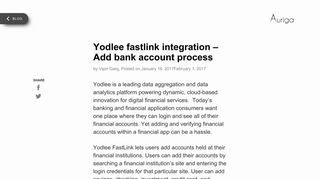 Yodlee fastlink integration – Add bank account process – Auriga IT