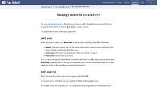 Manage users in an account | FastMail