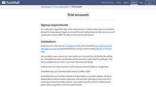 Trial accounts | FastMail