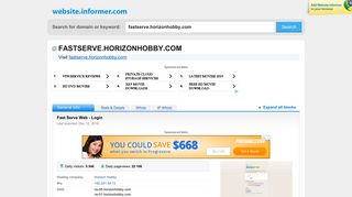 fastserve.horizonhobby.com at WI. Fast Serve Web - Login