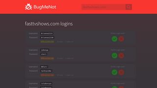 fasttvshows.com logins - BugMeNot