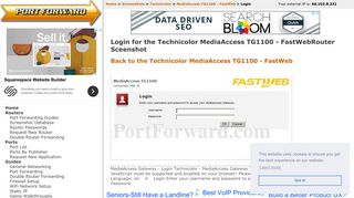 Technicolor MediaAccess TG1100 - FastWeb Login Router ...