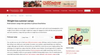 Weight Loss Camps | Summer Camps for Fitness - OurKids.net