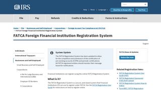 FATCA Foreign Financial Institution Registration System | Internal ...