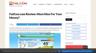 FatCow.com Review: More Moo For Your Money? » - HTML.com