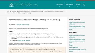 Commercial vehicle driver fatigue management training - Commerce WA