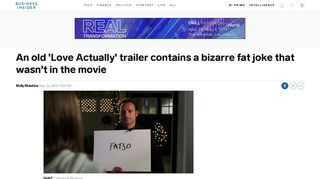 Fatso sign in 'Love Actually' trailer - Business Insider