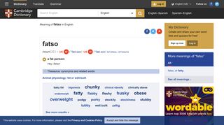 FATSO | definition in the Cambridge English Dictionary