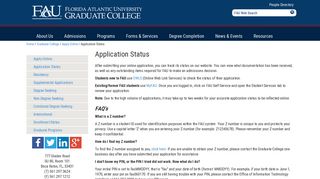 Application Status : Florida Atlantic University - Graduate College - FAU