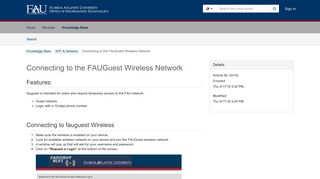 Article - Connecting to the FAUGuest ... - FAU Help Desk