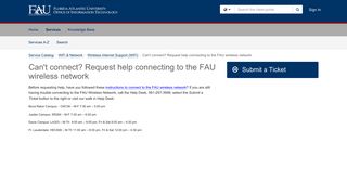 Service - Can't connect? Request help... - FAU Help Desk