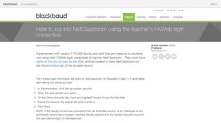 How to log into NetClassroom using the teacher's FAWeb login ...