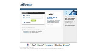 MetroFax: Internet Fax Service Log In