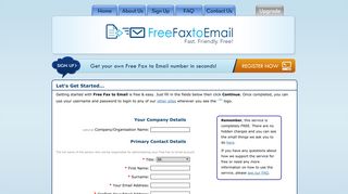 Free Fax to Email - Sign Up