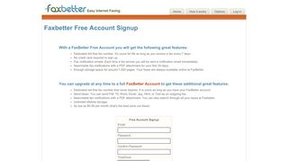 FaxBetter - Easy Internet Faxing - Faxbetter Free Account Sign Up