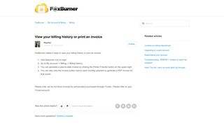 View your billing history or print an invoice – FaxBurner