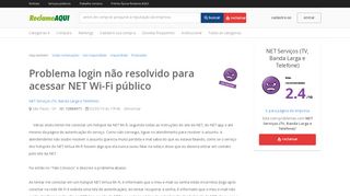 Problema login não resolvido para acessar NET Wi-Fi público