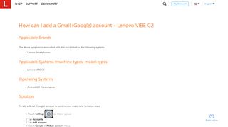 How can I add a Gmail (Google) account - Lenovo VIBE C2 - US