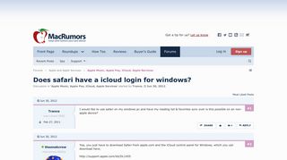 Does safari have a icloud login for windows? | MacRumors Forums