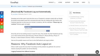 [Resolved] My Facebook Log out Automatically - FonePaw