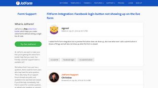 FitForm Integration: Facebook login button not showing up on the ...