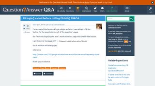 FB.login() called before calling FB.init() ERROR - Question2Answer Q&A
