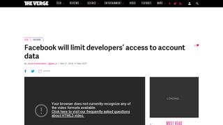 Facebook will limit developers' access to account data - The Verge