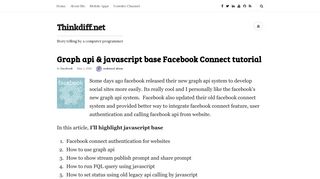Graph api & javascript base Facebook Connect tutorial – Thinkdiff.net