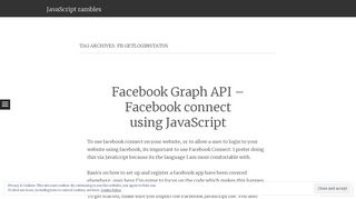 FB.getLoginStatus | JavaScript rambles