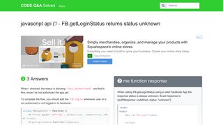 javascript api ('/ - FB.getLoginStatus returns status unknown - CODE ...