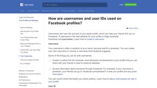 How are usernames and user IDs used on Facebook profiles ...
