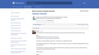 How to recover hacked account? | Facebook Help Community ...